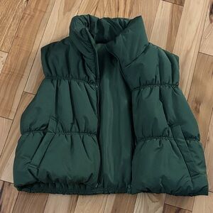 Hunter green cropped puffer vest